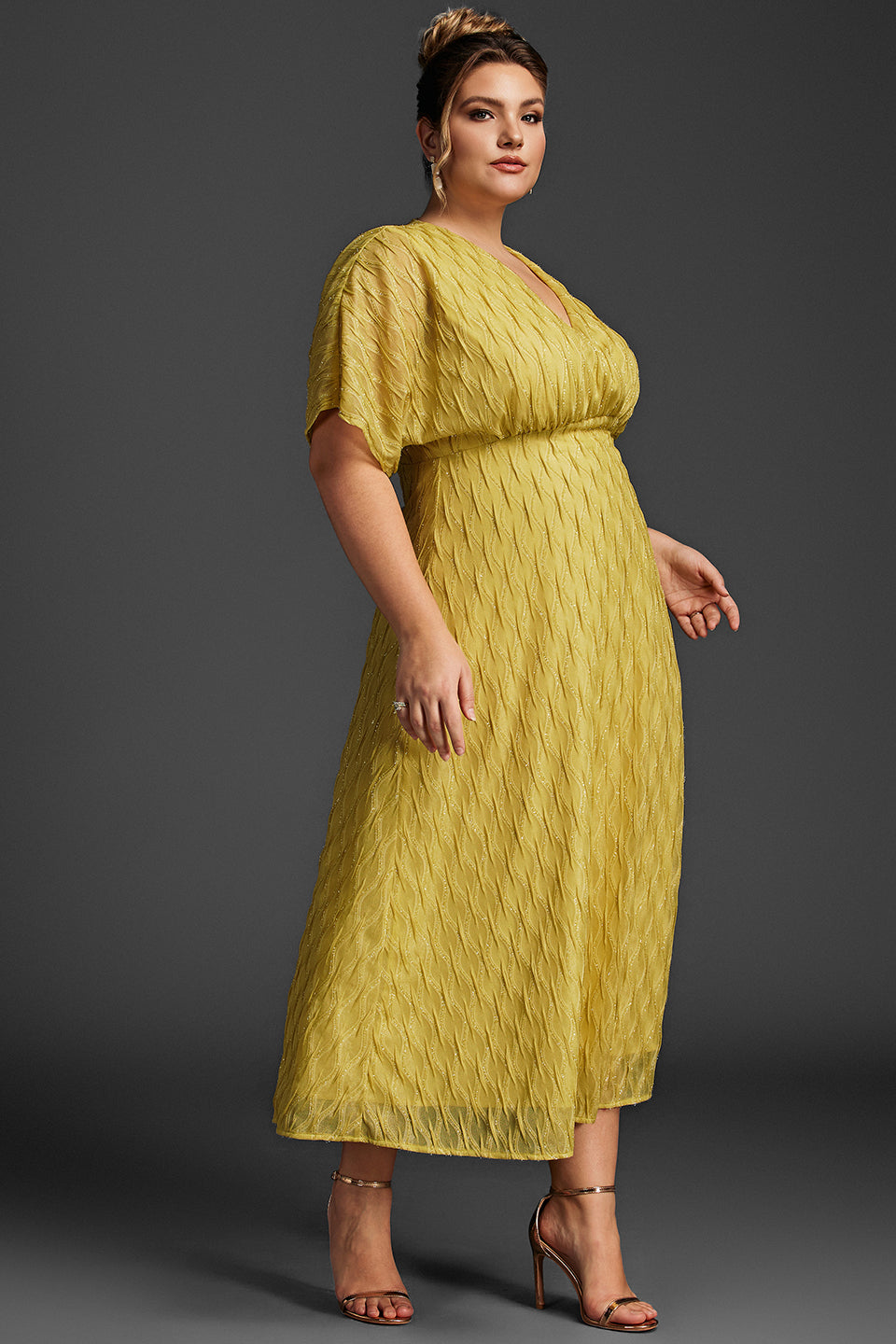 Curveins Plus Size Surplice Ruched Dress