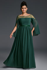 Curveins Plus Size Round Neck Long Sleeve Cinched Waist Maxi Dress