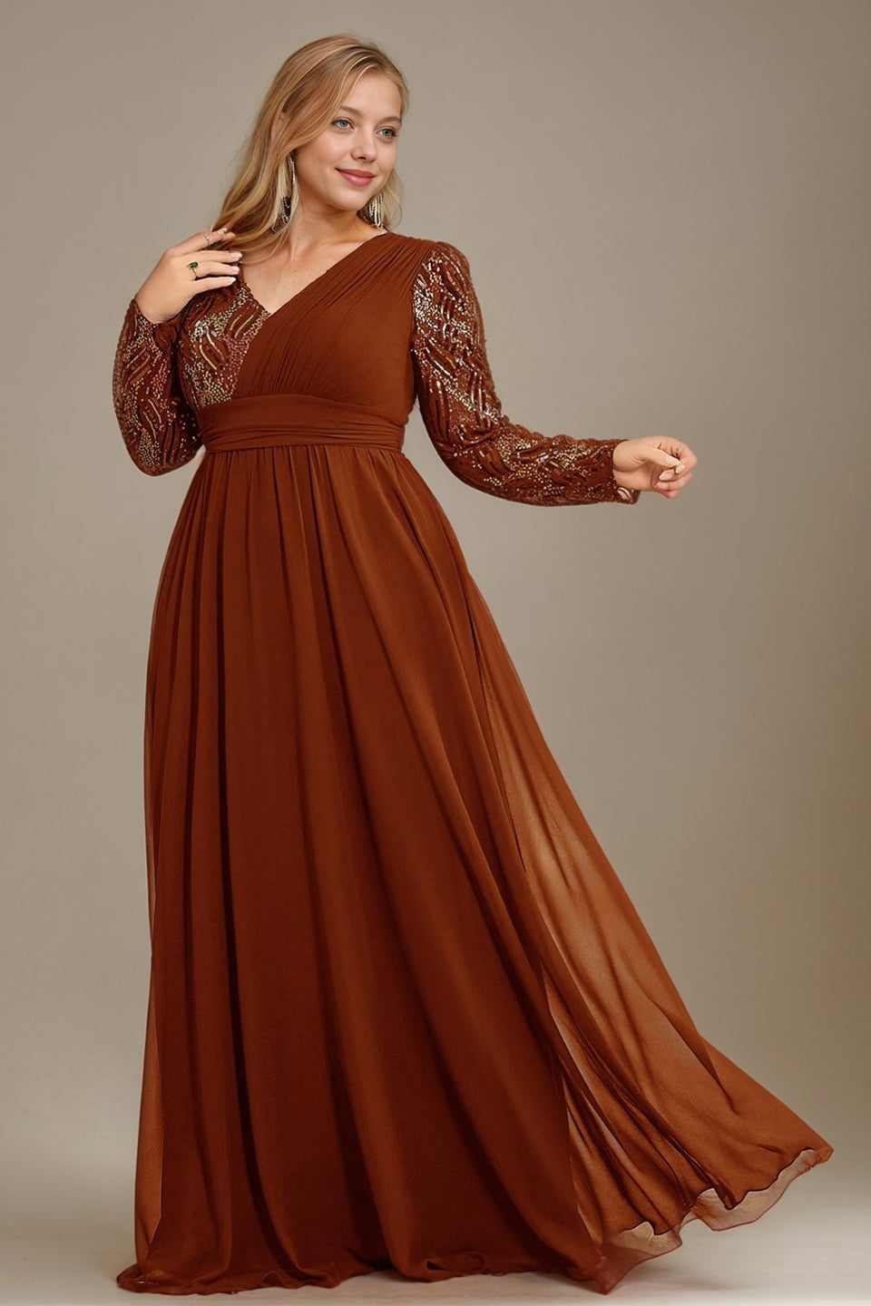 Curveins Plus Size V-Neck Sequin Bodycon Maxi Dress