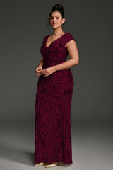 Curveins Plus Size One-Shoulder Side Slit and Waist Cinch Maxi Dress