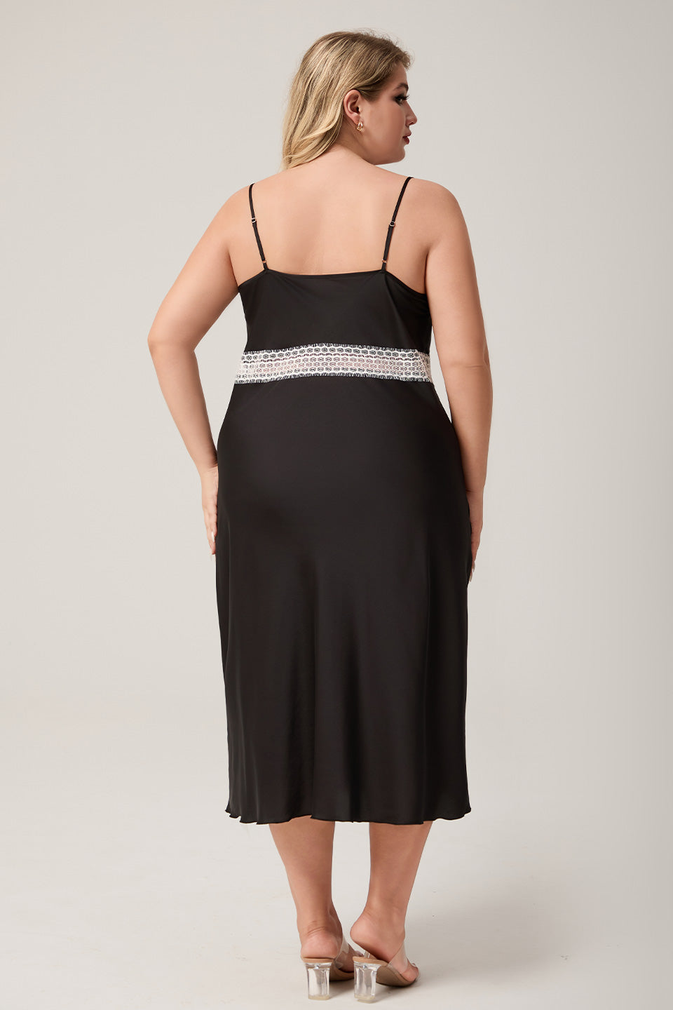 Curveins Plus Size Cami Nightdress with Waist Cut-Out Detail, Flirty White Summer Sleepwear