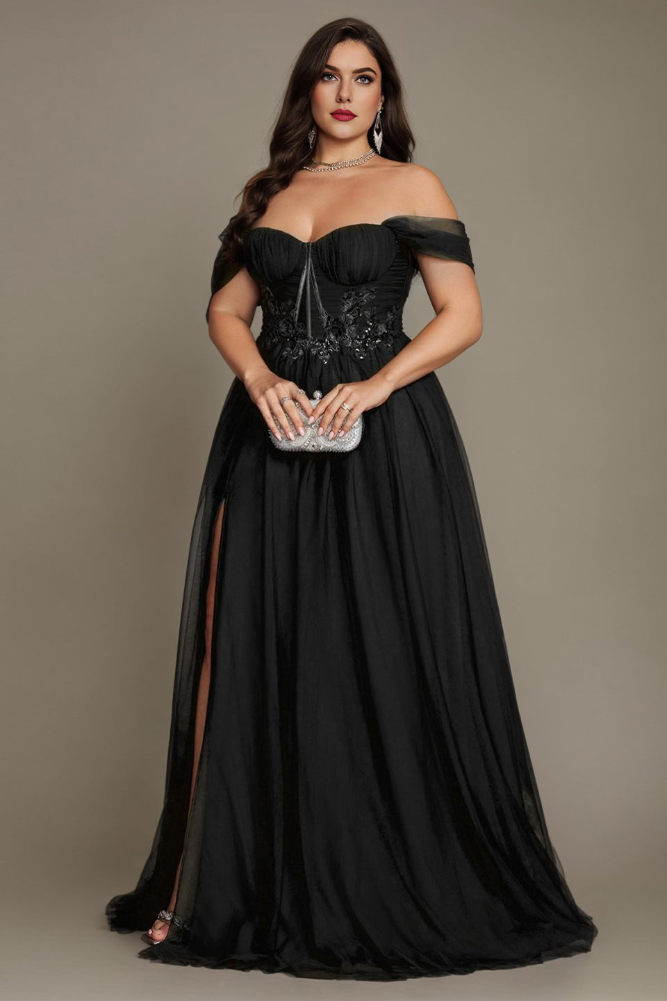Curveins Plus Size Off-Shoulder Strapless Sleeveless Cinc Curveins Plus Size Off-Shoulder Strapless Sleeveless Cinc
