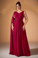 Curveins Plus Size V-Neck Backless High-Waist Slit A-Line Maxi Dress