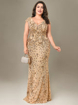 Curveins Plus Size One-Shoulder Side Slit and Waist Cinch Maxi Dress