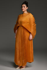 Curveins Plus Size All-Over Pleated Long Maxi Dress Flowy Feminine Chic Evening Style