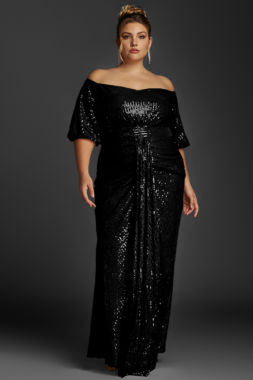 Curveins Plus Size Off-Shoulder Sequin Maxi Dress