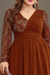 Curveins Plus Size V-Neck Sequin Bodycon Maxi Dress