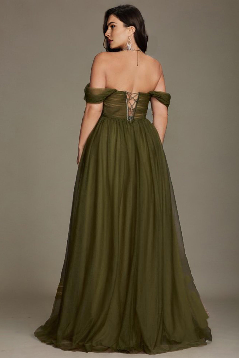 Curveins Plus Size Off-Shoulder Strapless Sleeveless Cinched-Waist Maxi Dress