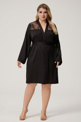 Curveins Plus Size Hollow Back Floral Satin Jacket, Elegant Chic Lightweight Outerwear