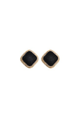 Curveinse Vintage Fabric Square Rhinestone Stud Earrings