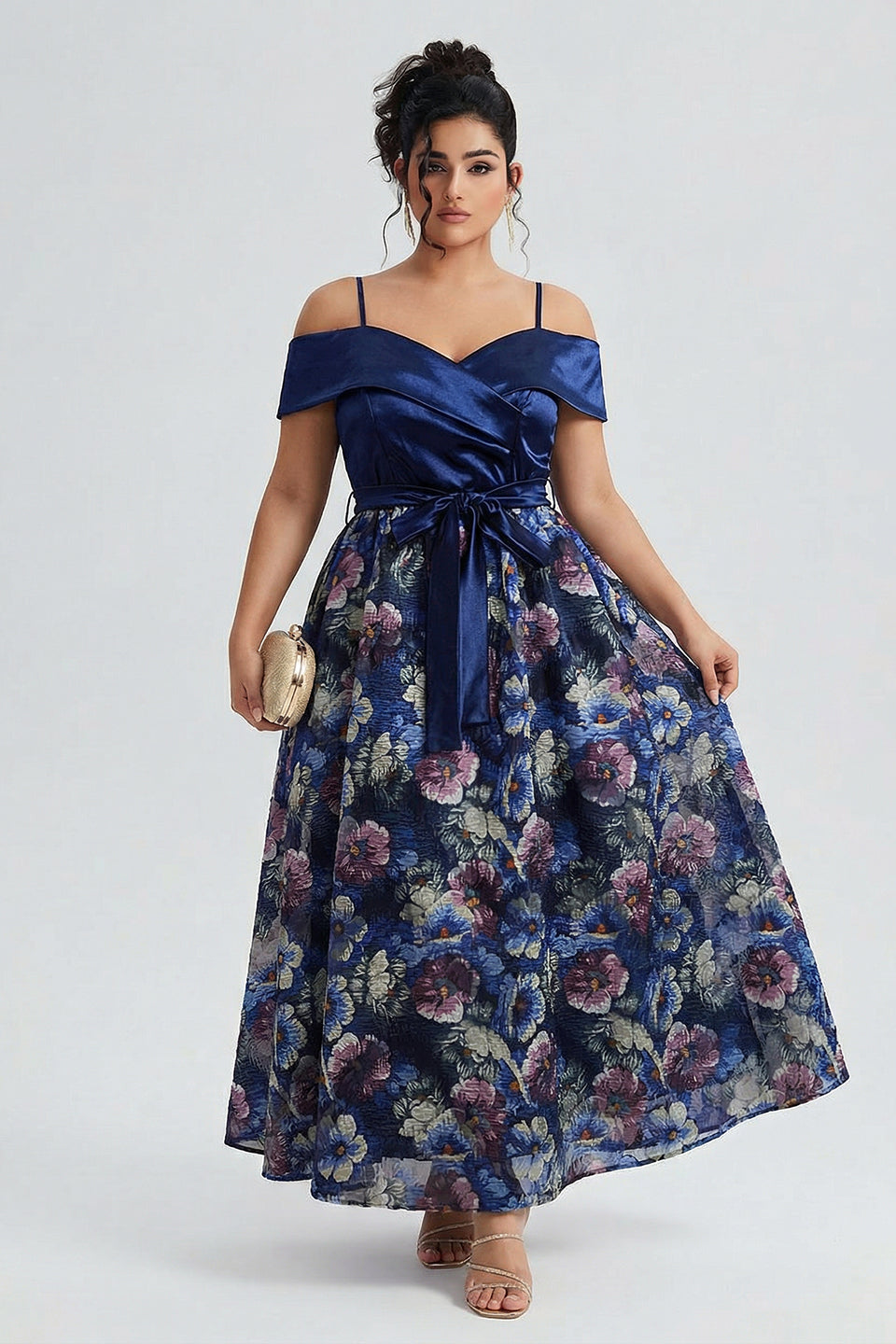 chinese dress ladies Serenade Bloom Seana Tiered Maxi Dress Curve WHT-GREENS / 1x by Sugarlips