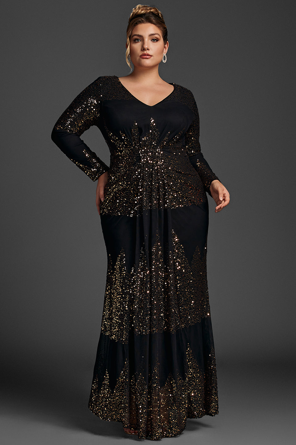 Curveins Plus Size Black Lace Maxi Dress for Evening Wear...
