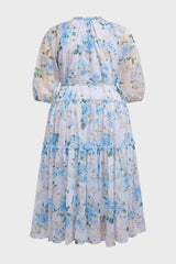 Curveins Plus Size Round Neck Floral Wrap Waist Tiered Maxi Dress