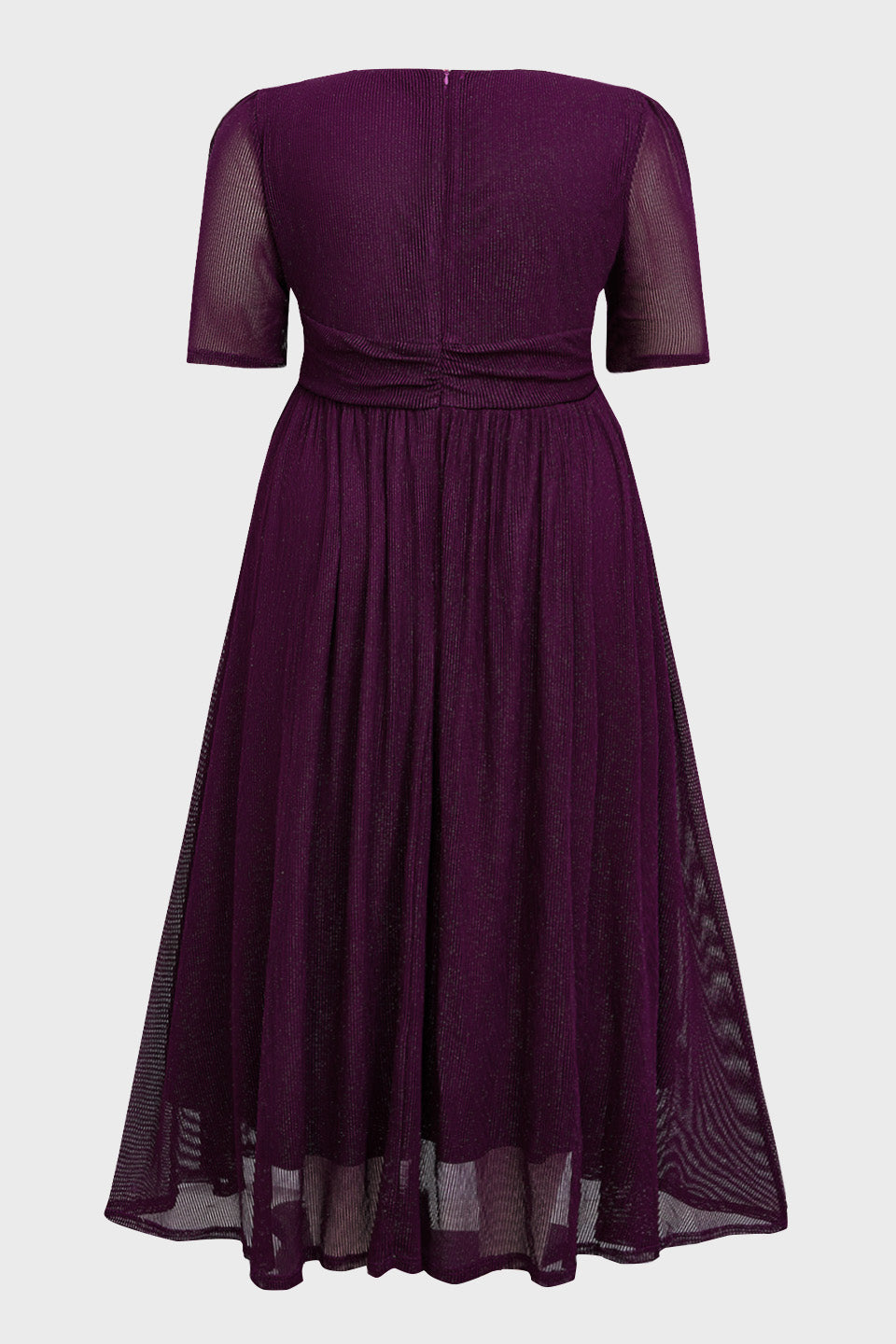 Curveins Plus Size V-Neck Long Sleeve Ruffle Hem Maxi Dress
