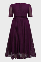 Curveins Plus Size V-Neck Long Sleeve Ruffle Hem Maxi Dress