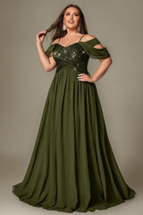 Curveins Plus Size Off-Shoulder Short Sleeve A-Line Maxi Dress