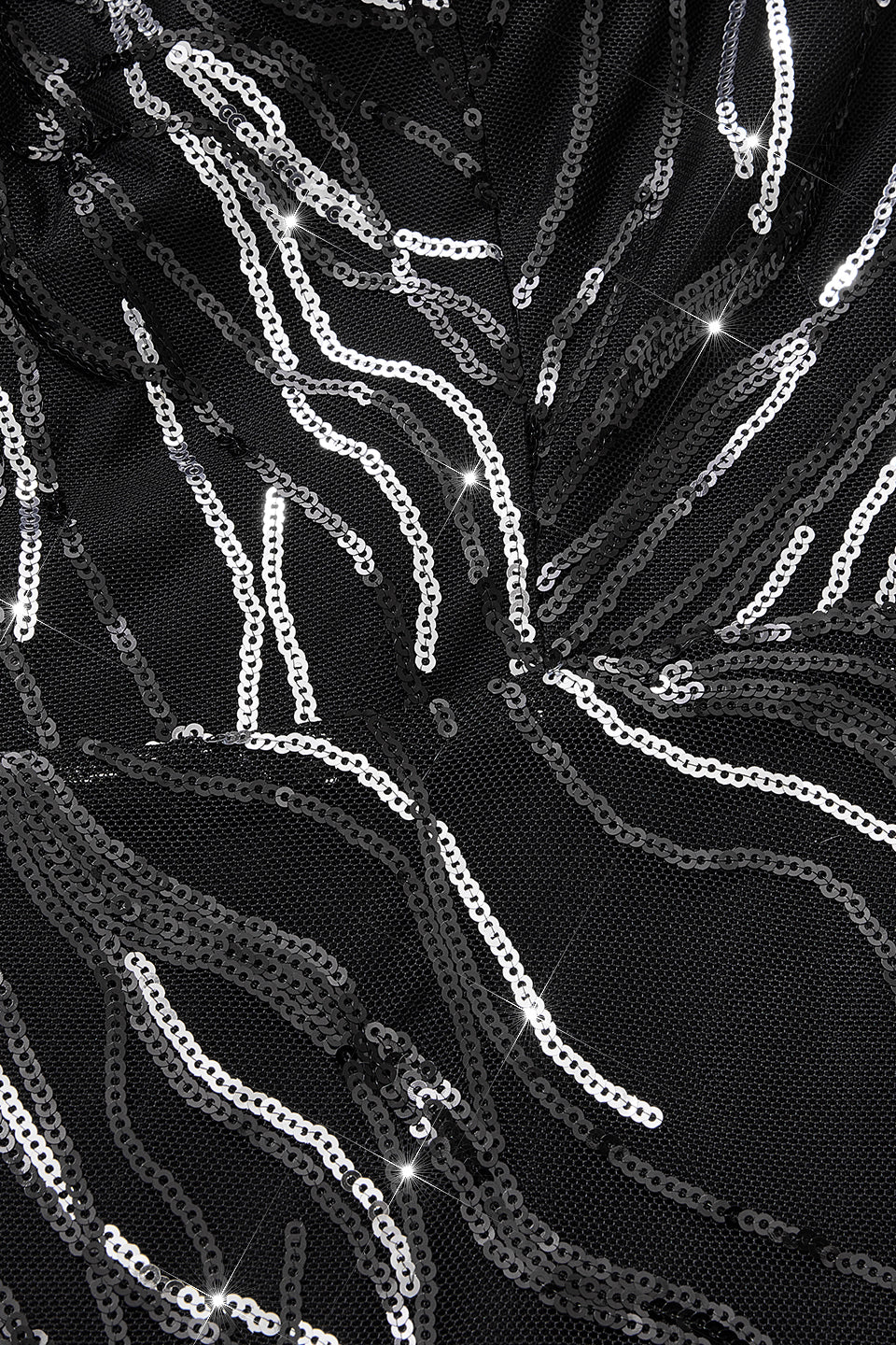 Curveins Plus Size Square Neck Long Sleeve Striped Sequin A-Line Maxi Dress