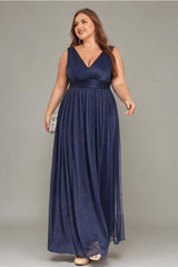 Curveins Plus Size V-Neck Sleeveless Split Hem Maxi Dress