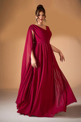 Curveins Plus Size V-Neck Backless High-Waist Slit A-Line Maxi Dress