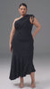 Curveins Plus Size One-Shoulder Asymmetrical Hem Bodycon Dress