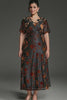 Curveins Plus Size Velvet Surplice Vintage Plain Maxi Dress