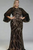 Curveins Plus Size Round Neck Striped Sequin Batwing Sleeve Maxi Dress