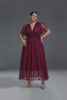 Curveins Plus Size V-Neck High-Waist Pleated Maxi Dress
