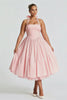 Curveins Plus Size Halter Neck Spaghetti Strap Sleeveless Puff Skirt Midi Dress