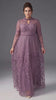 Curveins Plus Size Stand Collar Long Sleeve Floral Beaded Elegant Maxi Dress