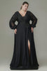 Curveins Plus Size V-Neck Lantern Embroidered Sleeve Split Waist Sequin Maxi Dress