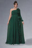 Curveins Plus Size Asymmetric One-Shoulder Ruffled Long Dress