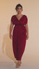 Curveins Plus Size Elastic Waist Shirred V-Neck Wrap Maxi Dress
