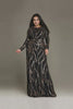 Curveins Plus Size Round Neck Long Sleeve Sexy Sequin Maxi Party Dress