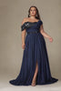Curveins Plus Size Asymmetric One-Shoulder Sequin Side-Slit Maxi Dress