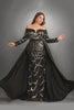 Curveins Plus Size Sparkling Sequin Off Shoulder Long Sleeve Elegant Party Maxi Dress