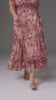 Curveins Plus Size V-Neck Floral Ruffle Sleeve Maxi Dress