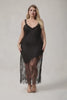 Curveins Plus Size Spaghetti Strap Sleep Dress with Lace Edged Irregular Hem, Stylish Lounge Wear