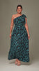 Curveins Plus Size Elegant Striped One Shoulder Cinched Waist Flowy Maxi Dress