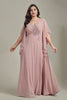 Curveins Plus Size V Neck Batwing Sleeve Chiffon Maxi Dress Elegant Flowing Fit