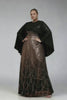 Curveins Plus Size Round Neck Striped Sequin Cape Top Gradient Maxi Dress