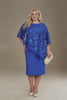 Curveins Plus Size Ruffle Sleeve Embroidered Fitted Midi Dress