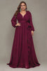 Curveins Plus Size V-Neck Chiffon Maxi Dress with Floral Lantern Sleeves