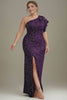 Curveins Plus Size  Sequin One Shoulder Formal Dress