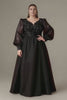 Curveins Plus Size V-Neck Lantern Sleeve Flowy A-Line Maxi Dress