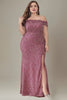 Curveins Plus Size Off Shoulder Sequin Formal Dress
