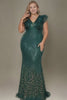 Curveins Elegant Curve Hugging V Neck Sleeveless Sequin Evening Gown