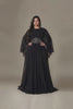Curveins Plus Size Beaded Cape Sleeve Modest Maxi Dress for Elegant Evenings