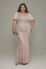Curveins Plus Size V-Neck Batwing Sleeve Striped Bodycon Maxi Dress