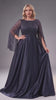 Curveins Plus Size Crew Neck Long Sleeve Sequin Panelled Elegant Evening Maxi Dress