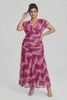 Curveins Plus Size V Neck Batwing Sleeve Cinched Waist Maxi Dress